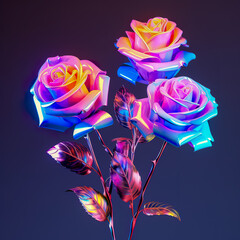 Holographic of roses.  Holographic textured. Iridescent rainbow foil.