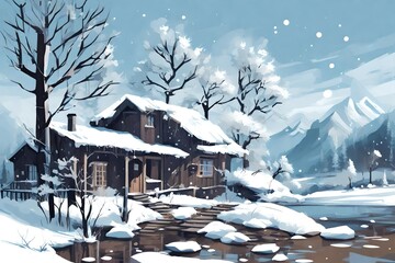 winter landscape in the mountains