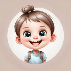 cartoon happy little girl with smile and teeth cartoon happy little girl with smile and teeth vector illustration of cartoon little girl with big eyes