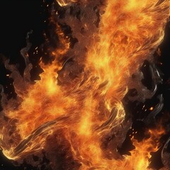fire flames on a black background fire flames on a black background smoke on black background.