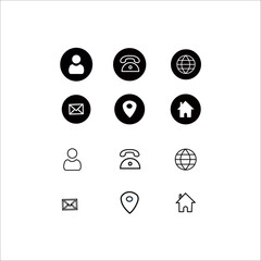 social media contact information icons . Business Card contact icons. 