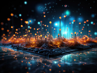 Fototapeta premium Explore the abstract world of science and technology through graphic design, emphasizing internet connection.