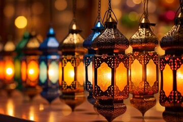 Warm Glow of Ramadan: Traditional Lanterns Close-Up

