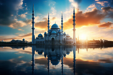 Obraz premium Beautiful mosque. Generative AI