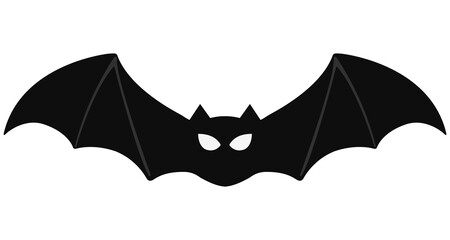 Vector cartoon illustration of cute friendly black bat character.