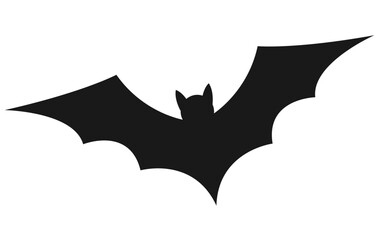 Halloween bat silhouette isolated on white background.