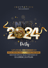 2024 Happy New Year Background for your Flyers and Greetings Card graphic or new year themed party invitations	