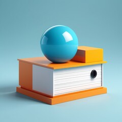 3d rendering of a white and blue globe on a orange background 3d rendering of a white and blue globe on a orange background 3d illustration. concept of education.