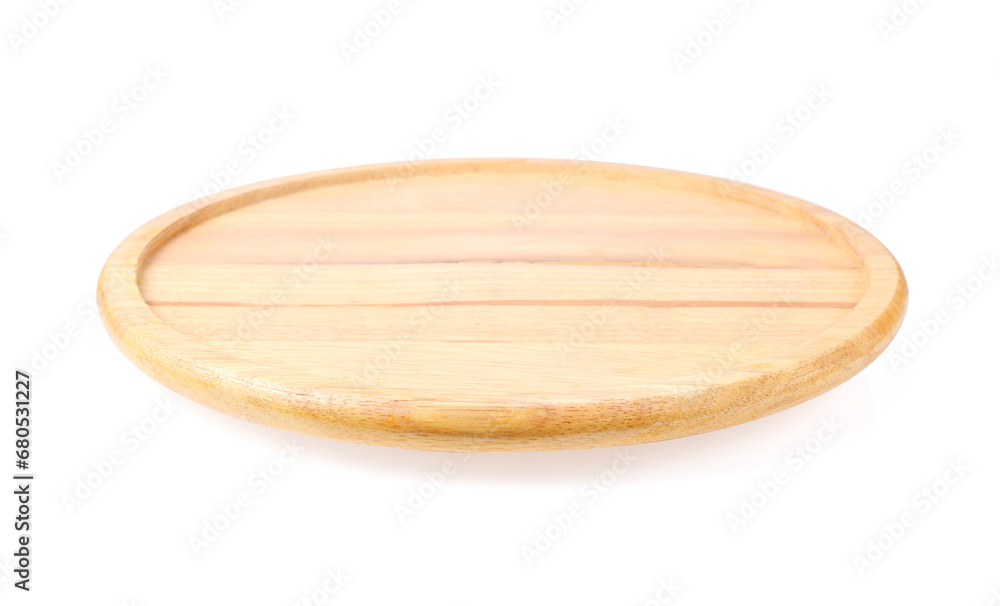 Canvas Prints wooden plate or round wooden board isolated on white background.