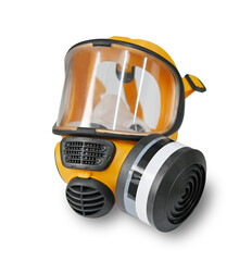 Orange gas mask, Chemical protective mask single filter on white background