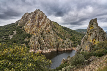 Obraz na płótnie Canvas Landscape in the Montfrague National park with River Tajo, Extremadura, Spain