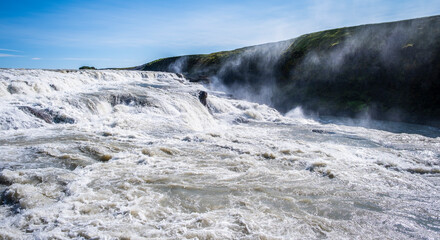 Gullfoss (Golden Falls); is a waterfall located in the canyon of the Hvítá river in southwest Iceland. Gullfoss is one of the most visited tourist attractions in Iceland