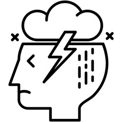 Anxiety Icon. Stress Problem Frustrated Pictogram Graphic Illustration. Isolated Simple Line Icon For Infographic, App and Web Button.