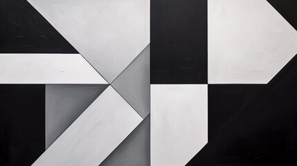 Monochrome painting geometric shapes flat abstraction