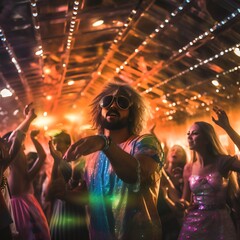 group of people in a disco, party