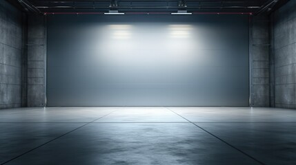 Roller door using for factory or warehouse, Industrial building background.