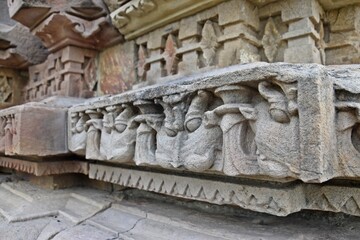 Fototapeta na wymiar Sculptures on Khajuraho Group of Monuments | UNESCO World Heritage Site, Madhya Pradesh, India