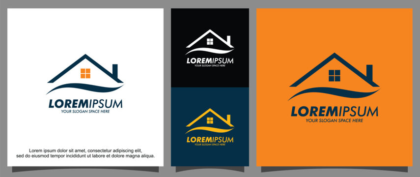 House and waves logo template
