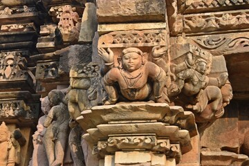 Sculptures on  Khajuraho Group of Monuments | UNESCO World Heritage Site, Madhya Pradesh, India
