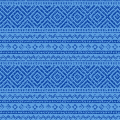 seamless Dark blue Geometric abstraction border texture background pattern design.textile, traditional border,Vintage ethnic background.blue theme Geometric kilim ikat with grunge blue theme texture