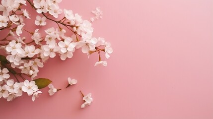 Colorful Flower Blossom on Pink Background with Copy Space generated by AI tool 