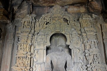 Fototapeta na wymiar Sculptures on Khajuraho Group of Monuments | UNESCO World Heritage Site, Madhya Pradesh, India 