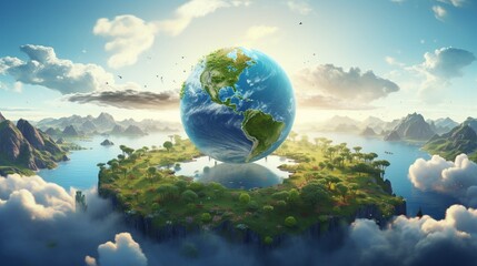 Naklejka premium Virtual representatives serving as reminders of the global significance of Earth Day in promoting environmental awareness, action, and the preservation of the planet's natural beauty and resources.