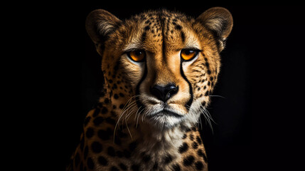 Portrait of a Cheetah on a black background