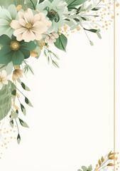 Obraz premium green invitation card, Elegant floral wedding card, wedding floral background