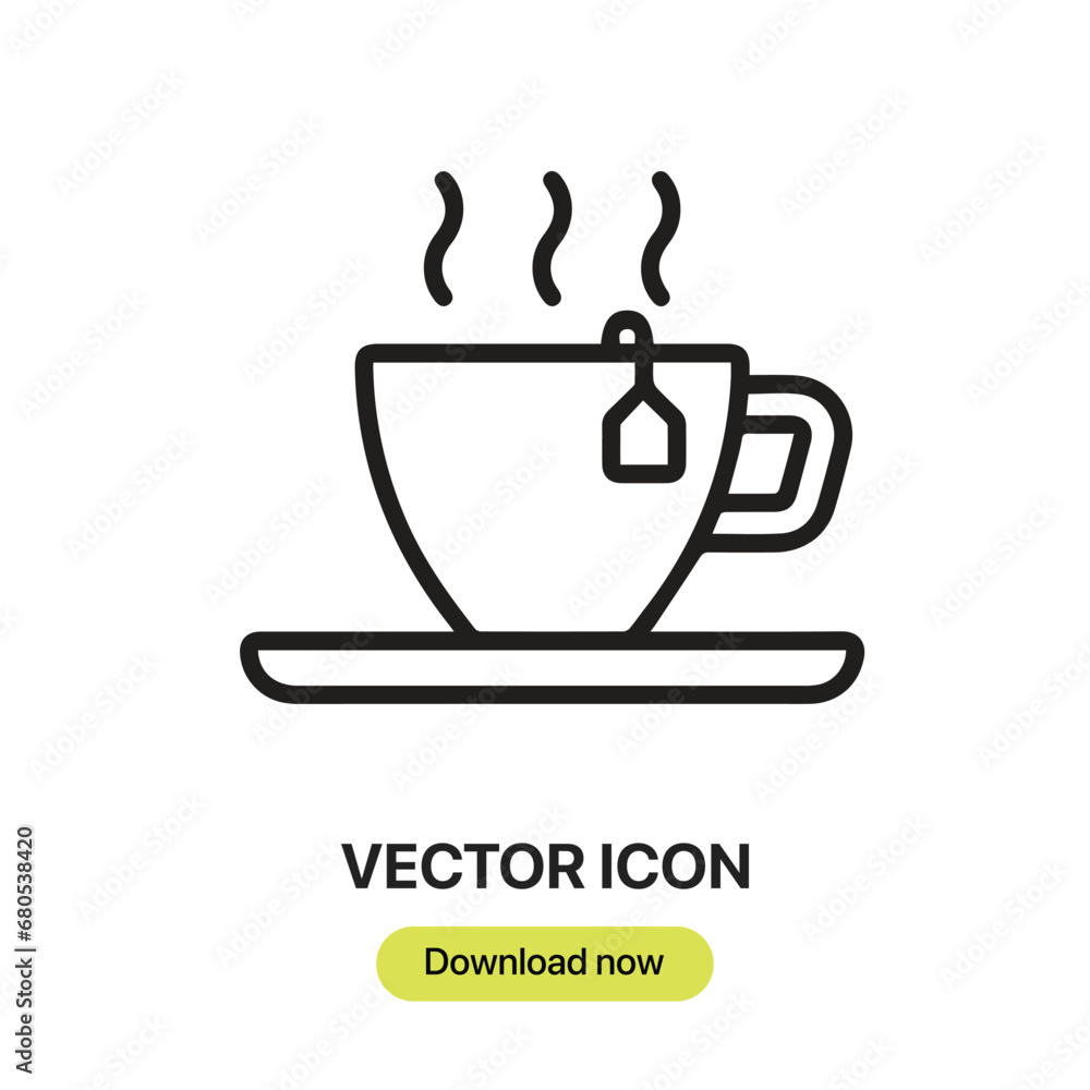 Fototapete tea icon vector. linear-style sign for mobile concept and web design. tea symbol illustration. pixel