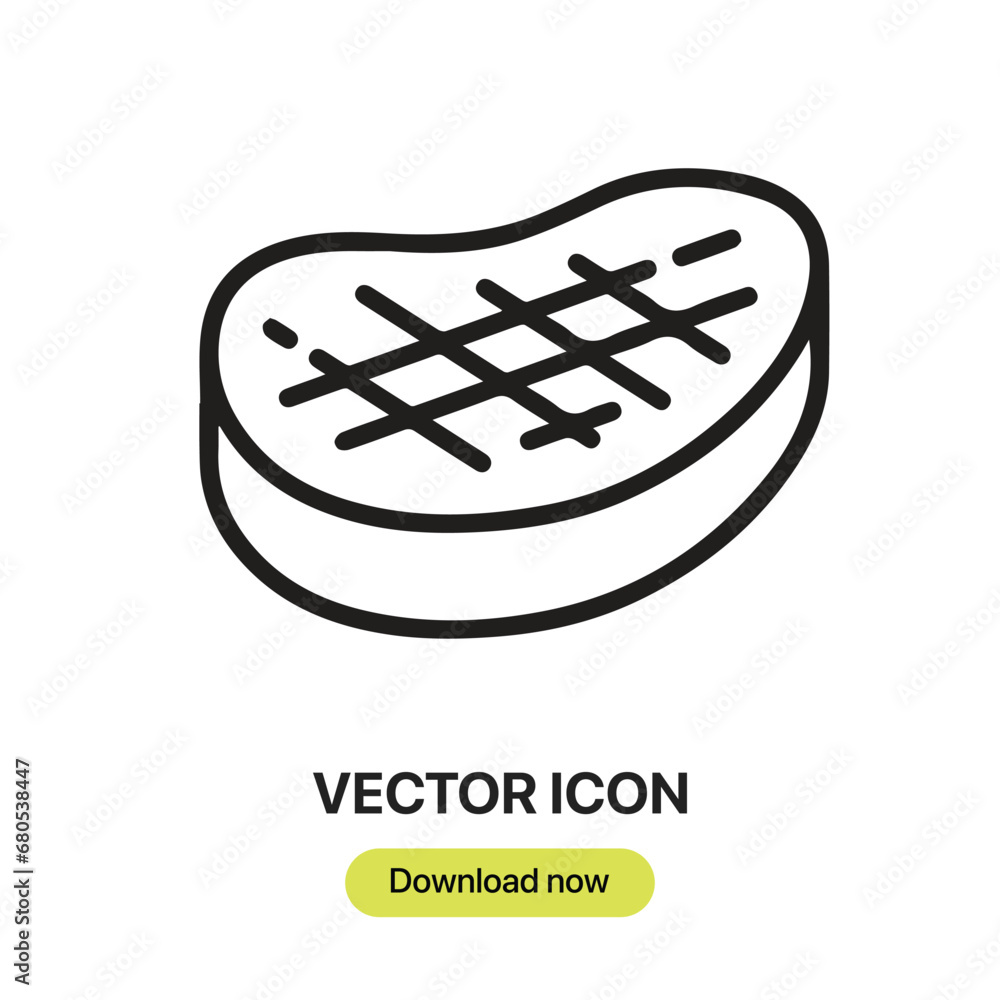 Leinwandbilder steak icon vector. linear-style sign for mobile concept and web design. steak symbol illustration. p