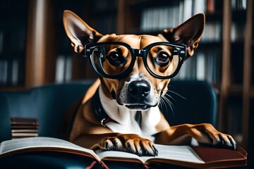 dog with book