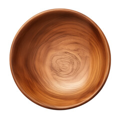 Top view empty wooden bowl isolated transparent, Generative AI