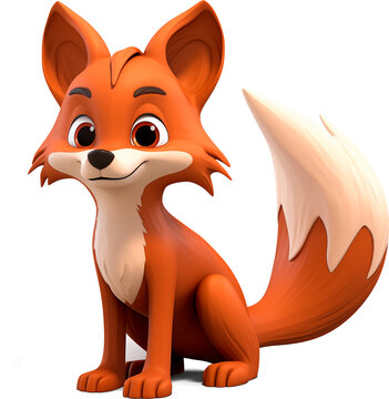 cartoon fox 3d model, smile and friendliness