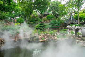 the beautiful view of Yu Garden. It is an extensive Chinese garden located beside the City God Temple in the northeast of the Old City of Shanghai at Huangpu District, Shanghai China.