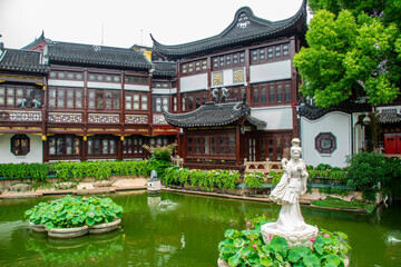 Shanghai China 11th Jun 2023: the building and lotus pond in City God Temple of Shanghai, a large...