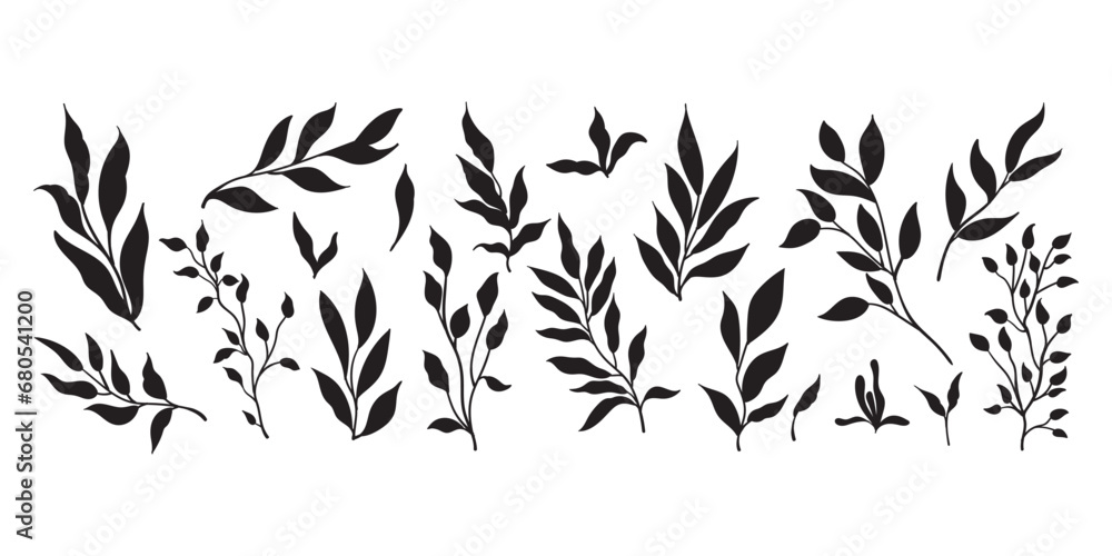 Wall mural set of hand drawn decorative elements. vector illustration