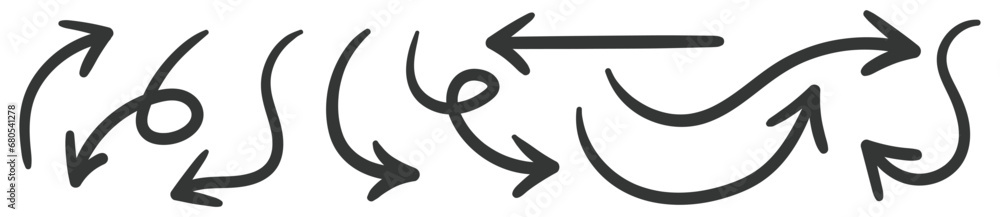 Poster hand drawn arrows symbol icons vector in transparent background
