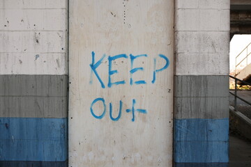 Old abandoned stadium with graffiti on the walls in the outskirts of Columbus, Ohio