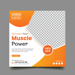 gym, fitness and sports social media post and square flyer post banner template design