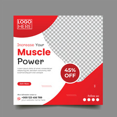 gym, fitness and sports social media post and square flyer post banner template design