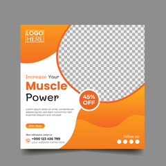 gym, fitness and sports social media post and square flyer post banner template design