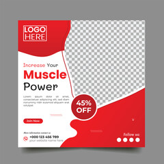 gym, fitness and sports social media post and square flyer post banner template design