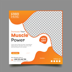 gym, fitness and sports social media post and square flyer post banner template design