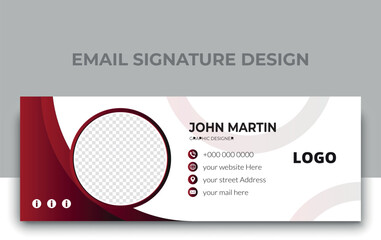 minimalist email signature or footer and a cover photo and contact information design - obrazy, fototapety, plakaty