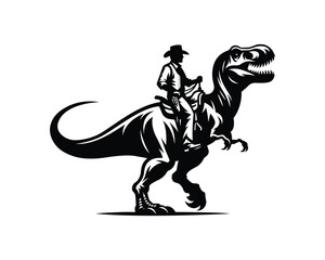 Dinosaur Riding Cowboy Vector