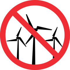 Stop wind turbine sign. Forbidden signs and symbols.