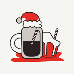 illustration of a cartoon christrmas milk