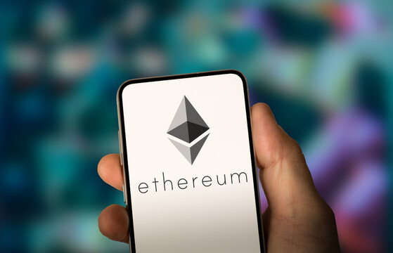 Ethereum ETH cryptocurrency logo displayed on smartphone