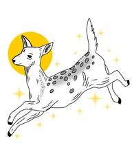Deer or doe, drawing in smooth lines illustration